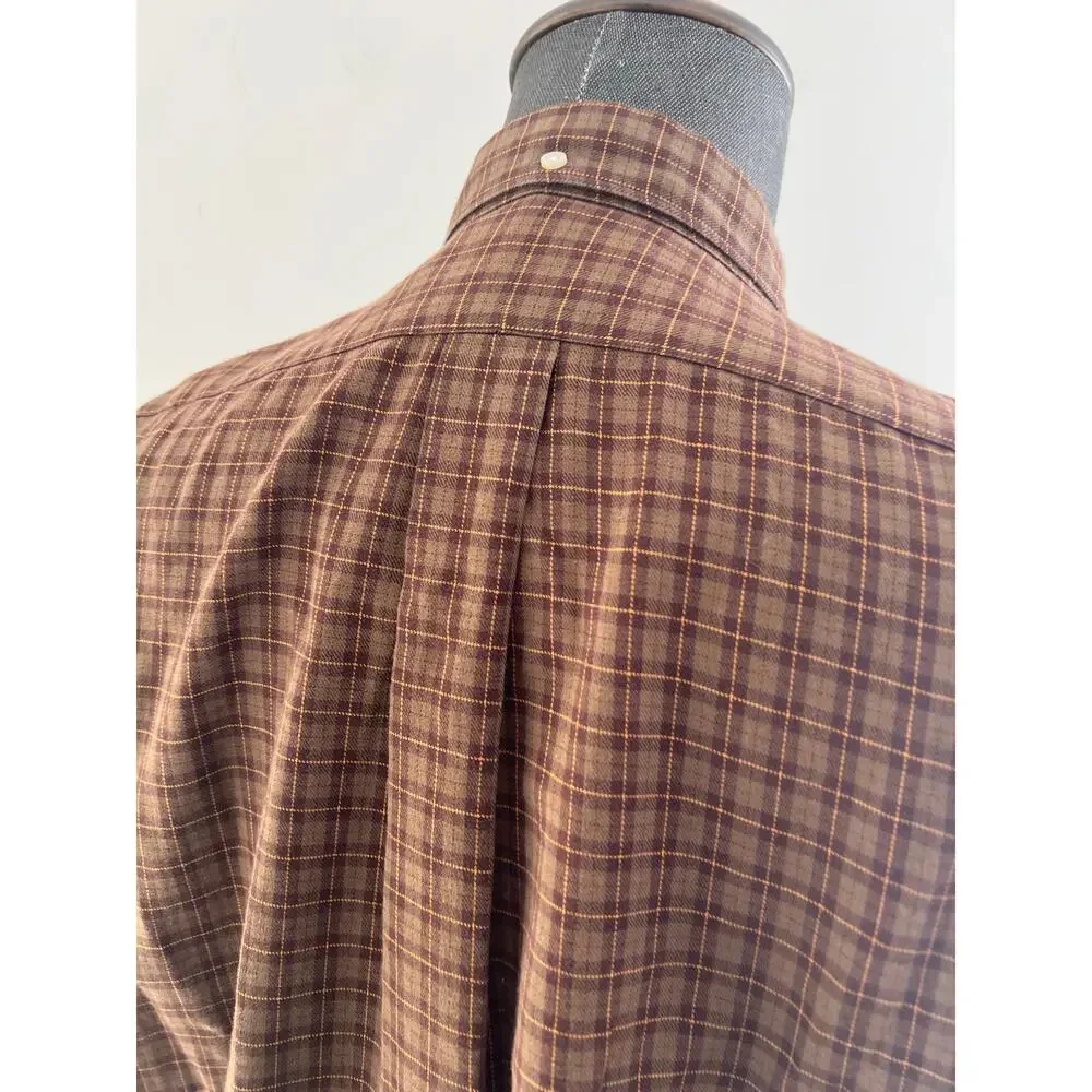 Polo Ralph Lauren Men's Button Down Casual Dress Shirt Brown Plaid Size Large SG